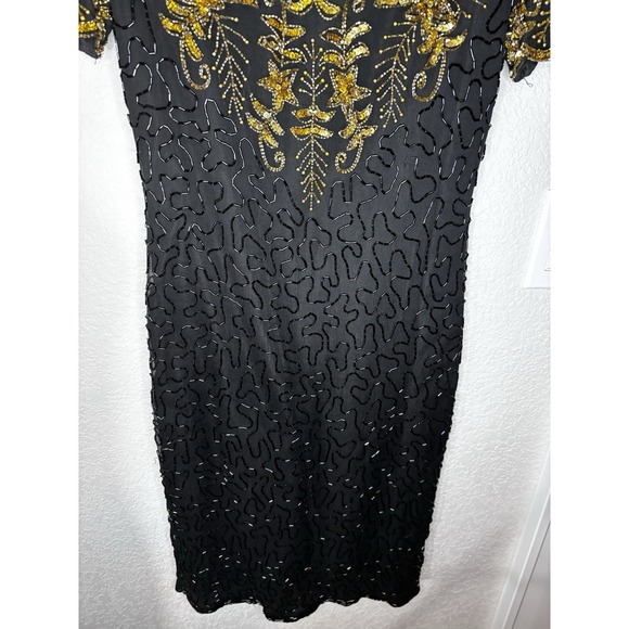 VTG Mark & John By B2 Dress 100% Silk, Keyhole Back, Sequins & Beaded Cocktail M - Picture 3 of 15